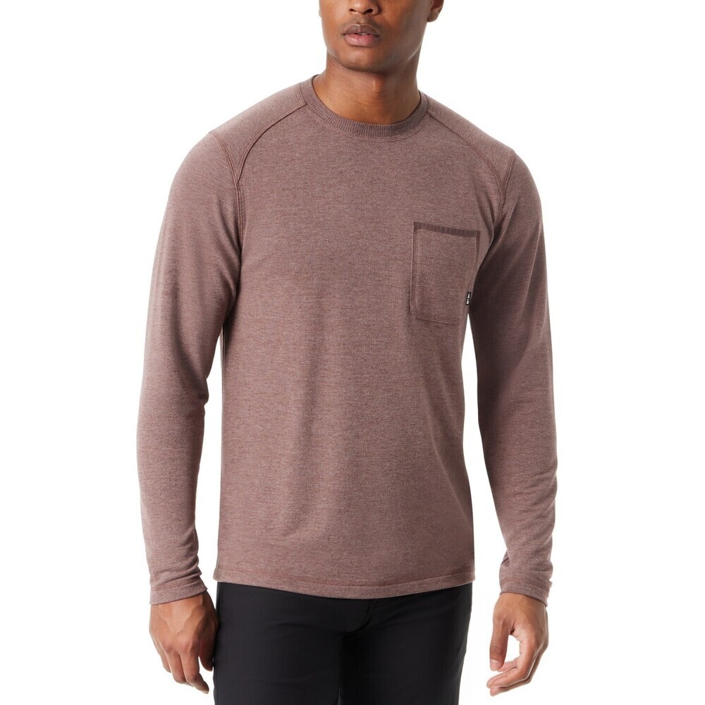 Bass Outdoor T-Shirt Men's M Brown Stretch Long Sleeve Ribbed Crew Neck MAC157
